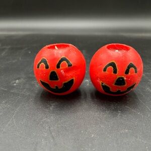 Vintage Halloween round candles jack o lantern pumpkin 🎃